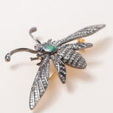 Pave Diamond Brooch with Emerald