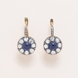 Blue Sapphire and Polki Diamond Drop Earrings