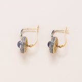Blue Sapphire and Polki Diamond Drop Earrings
