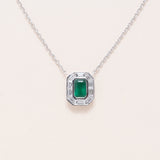 Zambian Emerald & Diamond, 18K White Gold Necklace