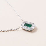 Zambian Emerald & Diamond, 18K White Gold Necklace