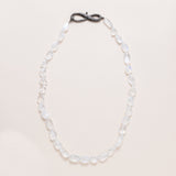 Moonstone necklace with Silver pavé Diamond Clasp