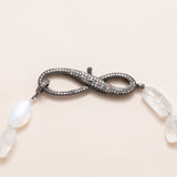 Moonstone necklace with Silver pavé Diamond Clasp