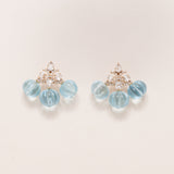 Carved Aquamarine, 18K Gold and Diamond Earrings