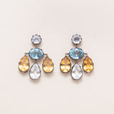 Aquamarine, Citrine, Quartz & Silver Drop Earrings