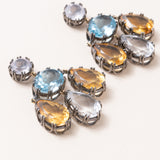 Aquamarine, Citrine, Quartz & Silver Drop Earrings