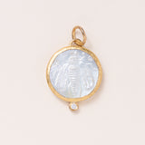 24k Gold Mother Of Pearl Pendant w/ Diamond & Silver Bee