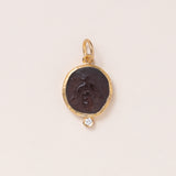 24k Gold Venetian Intaglio Pendant w/ Diamonds & Silver Bee