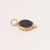 24k Gold Venetian Intaglio Pendant w/ Diamonds & Silver Bee