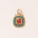 24k Gold Coral Tzavorite Pendant w/ Silver