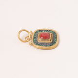 24k Gold Coral Tzavorite Pendant w/ Silver