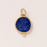 24k Gold Venetian Intaglio Pendant w/ Diamonds & Silver
