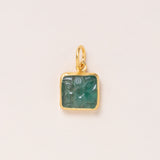 24k Gold Emerald Pendant Flower Engraving