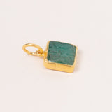24k Gold Emerald Pendant Flower Engraving