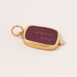 24k Gold Venetian Intaglio Pendant w/ Diamonds & Silver Pink Bee