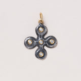 24k Gold Pendant w/ Diamond & Silver Byzantine Cross 2