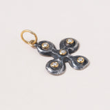 24k Gold Pendant w/ Diamond & Silver Byzantine Cross 2
