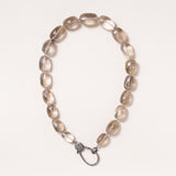 Faceted Rutilated Quartz Necklace with Silver & Diamond Pave Clasp