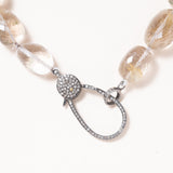 Faceted Rutilated Quartz Necklace with Silver & Diamond Pave Clasp