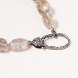 Faceted Rutilated Quartz Necklace with Silver & Diamond Pave Clasp