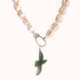 Faceted Rutilated Quartz Necklace with Silver & Diamond Pave Clasp