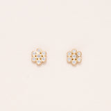Little White Diamond Flower Studs 18K Gold