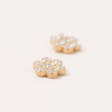 Little White Diamond Flower Studs 18K Gold