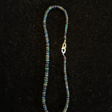 Ethiopian Black Faceted Opal Necklace with Silver Clasp, 18.5"