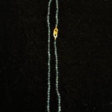 Blue Topaz Hand-Knotted Necklace with Gold Filled Clasp, 21"