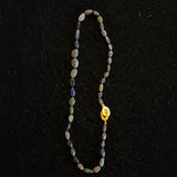 Ethiopian Black Faceted Oval Opal Bead Necklace with Gold Filled Clasp, 19.5"