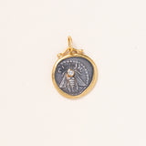 24k Gold Pendant w/ Diamond & Silver Ephesus Coin - Tetra Drachm Queen Been