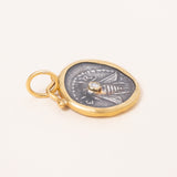 24k Gold Pendant w/ Diamond & Silver Ephesus Coin - Tetra Drachm Queen Been