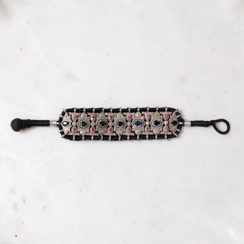 Pink and Blue Sapphires Thread Bracelet