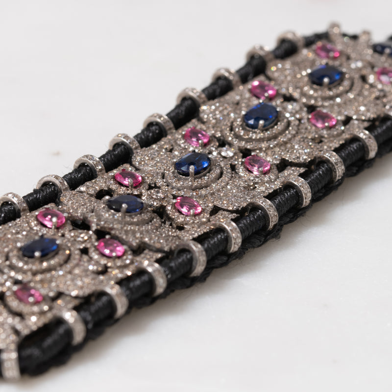 Pink and Blue Sapphires Thread Bracelet