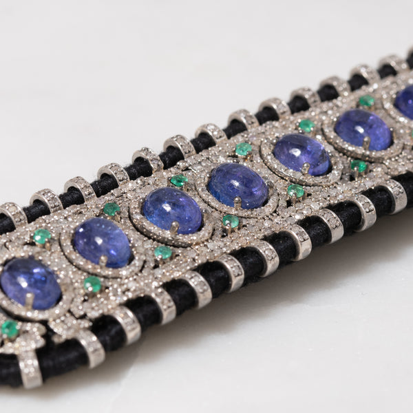 Tanzanite and Emerald Thread Bracelet