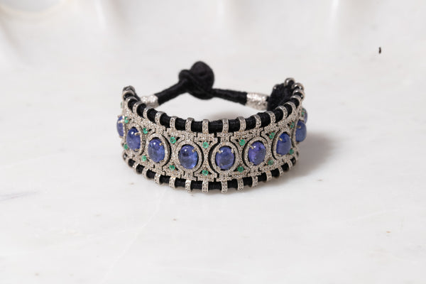 Tanzanite and Emerald Thread Bracelet