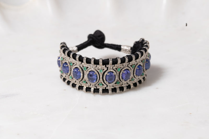 Tanzanite and Emerald Thread Bracelet