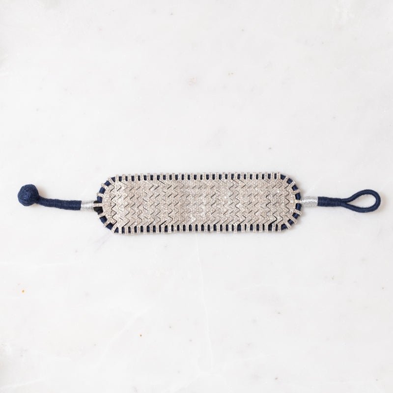 Pave Diamonds on Navy Thread Bracelet