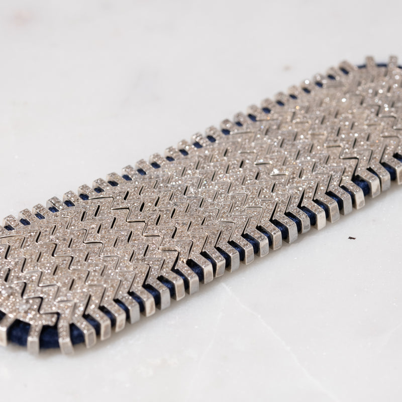 Pave Diamonds on Navy Thread Bracelet