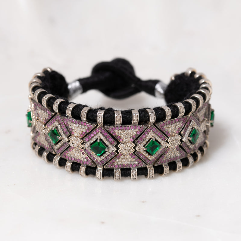 Ruby and Green Quartz Thread Bracelet
