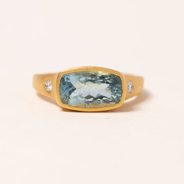 Aquamarine in Gold Ring