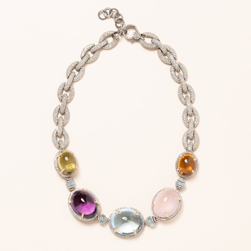 Rainbow of Gemstones and Diamonds Necklace