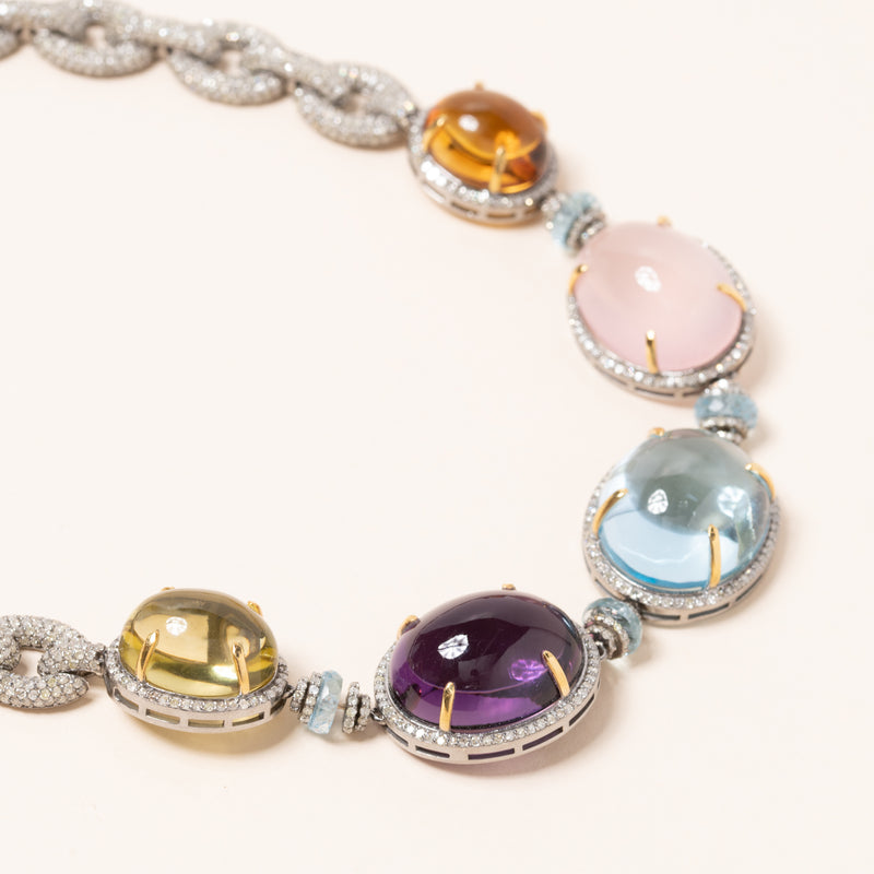 Rainbow of Gemstones and Diamonds Necklace