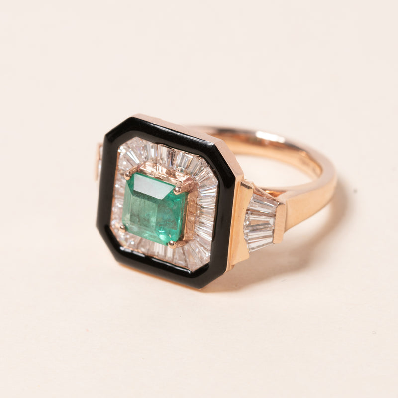 Emerald and Baguette Diamonds Ring