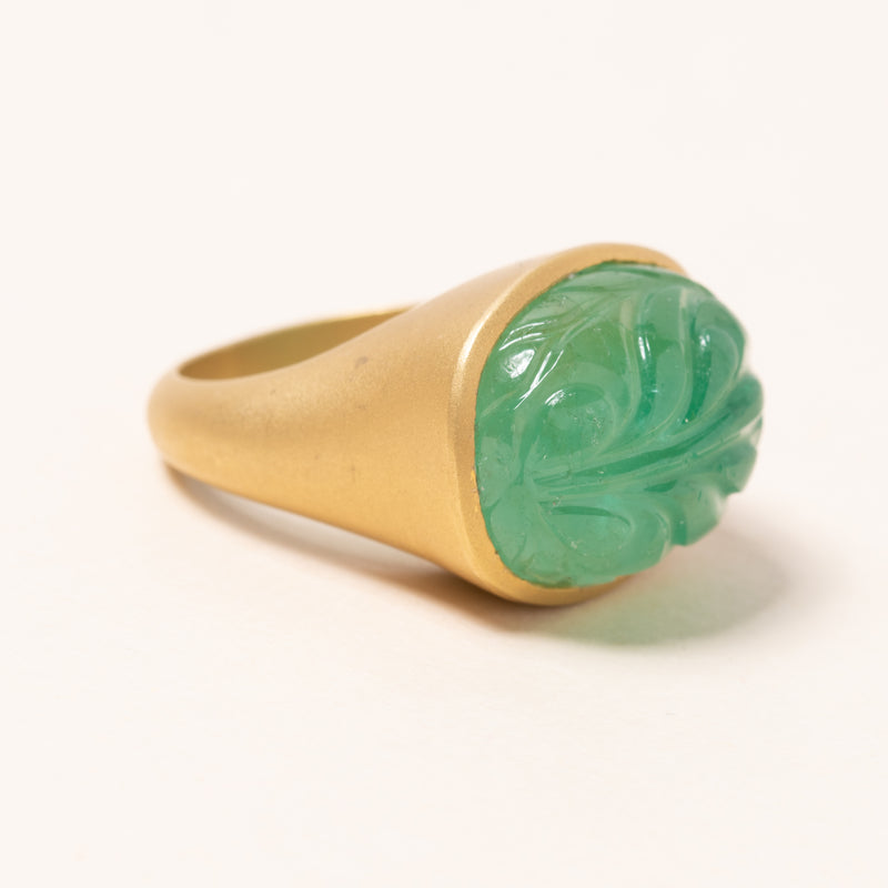 Carved Emerald Ring