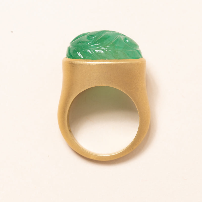 Carved Emerald Ring