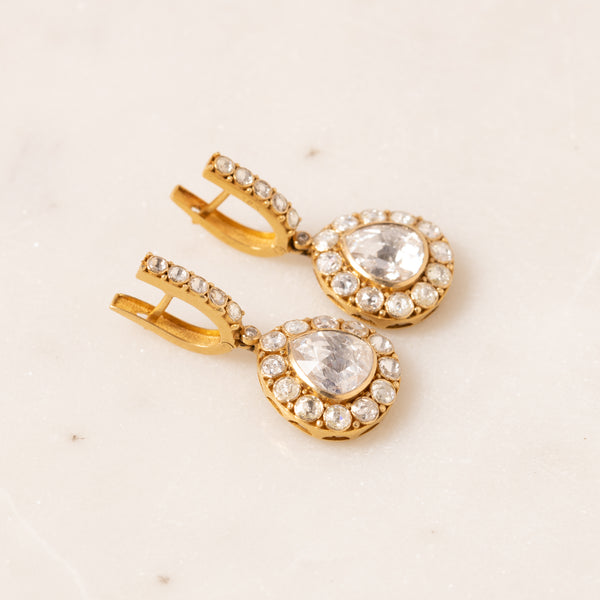 Polki Diamond in Gold Drop Earrings