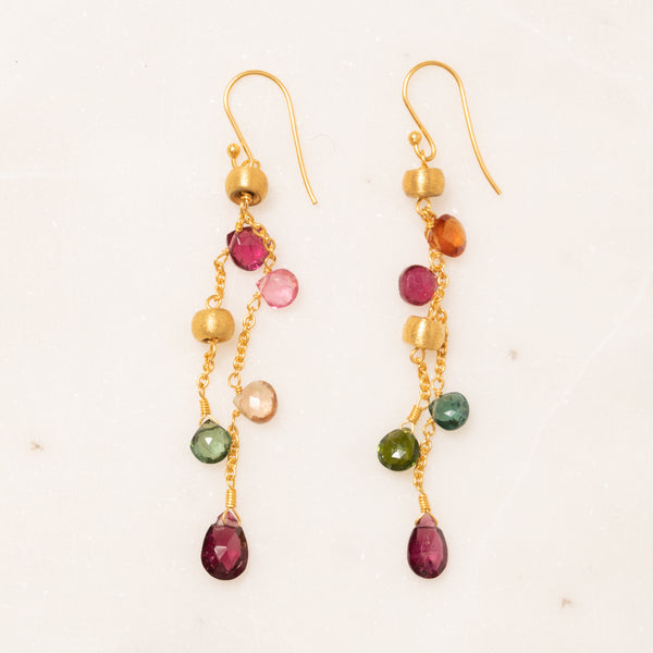 String of Multicolor Sapphire Earrings