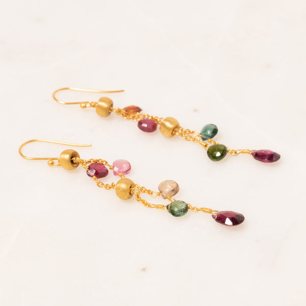 String of Multicolor Sapphire Earrings