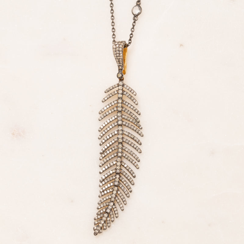 Pave Diamond Feather Necklace